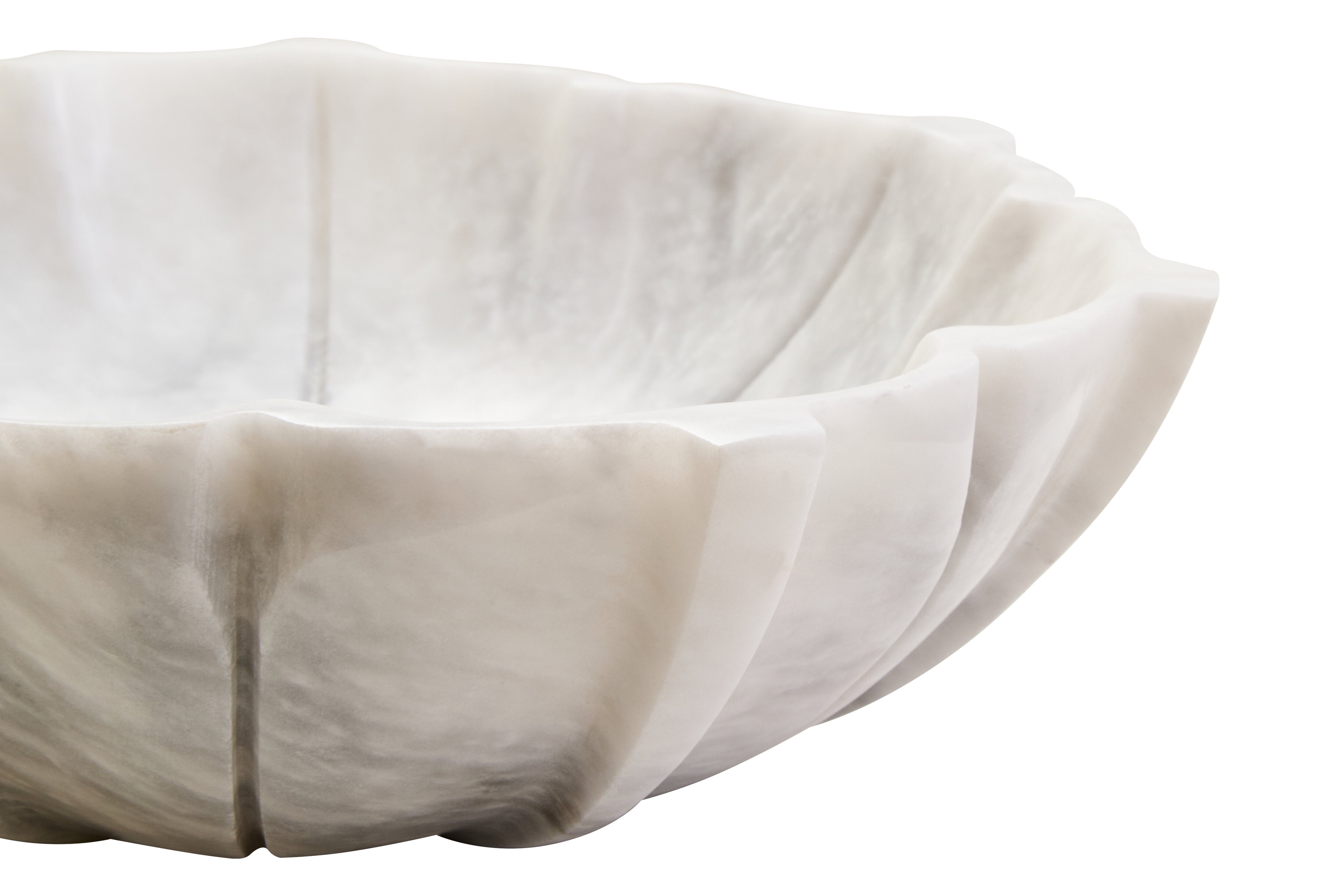 Visso White Marble Lotus Bowl | Medium